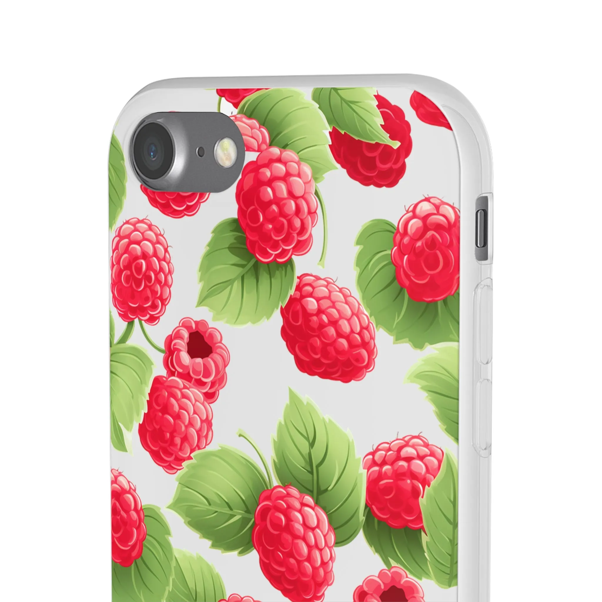 Raspberry Delight: Transparent Flexi Phone Case