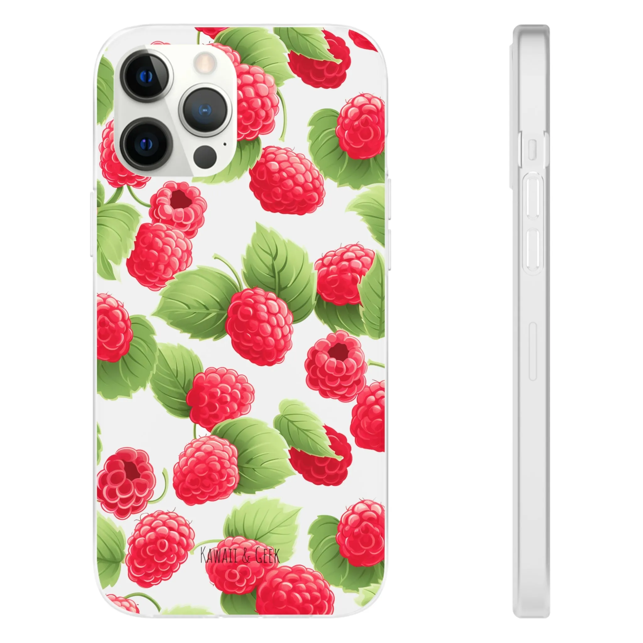 Raspberry Delight: Transparent Flexi Phone Case