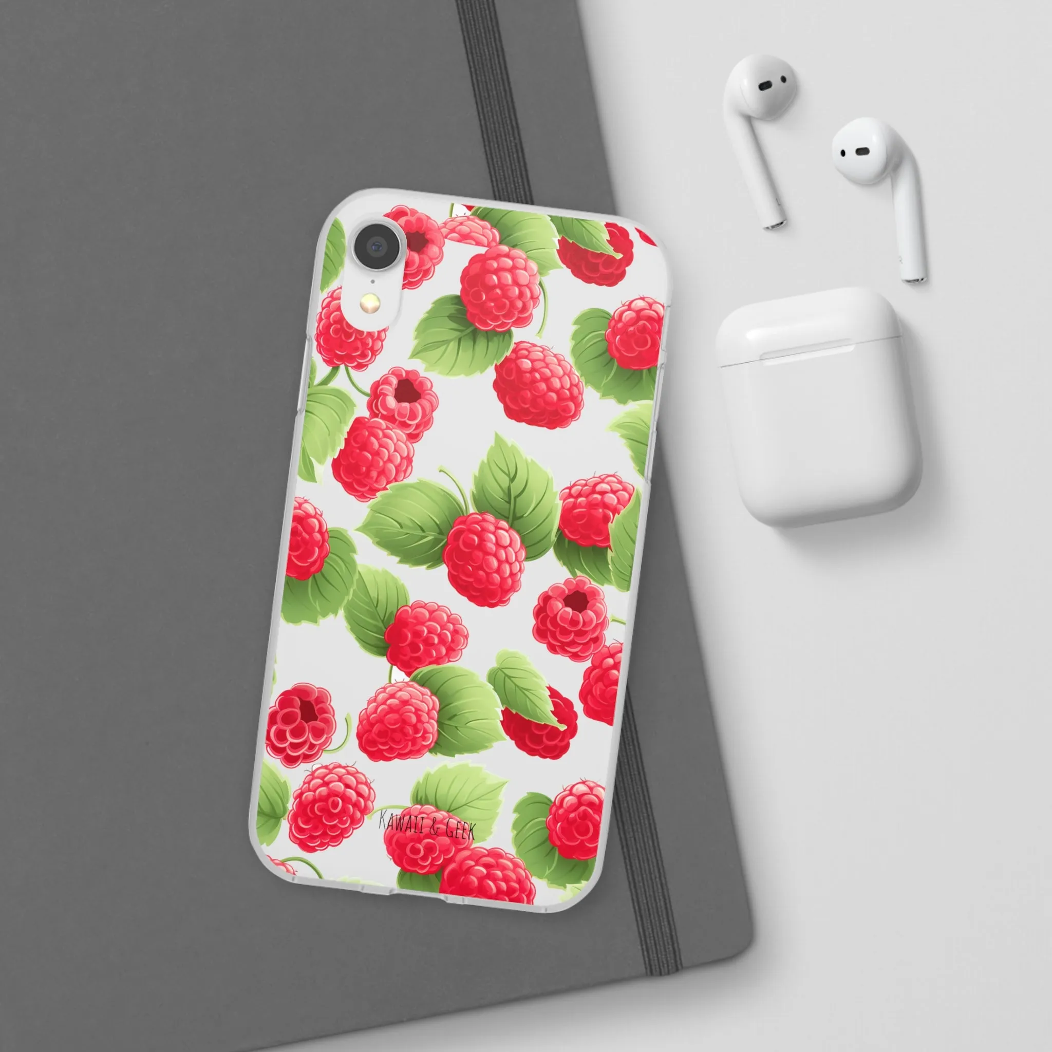 Raspberry Delight: Transparent Flexi Phone Case