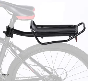 Rear Bike Rack with Quickly Release Camp,Retractable Aluminum Alloy Bicycle Cargo Rack,Thickened Frame and Main Tube for 26"-29" Frames Commuter Carrier,Max Weight 22lb,YONTUO