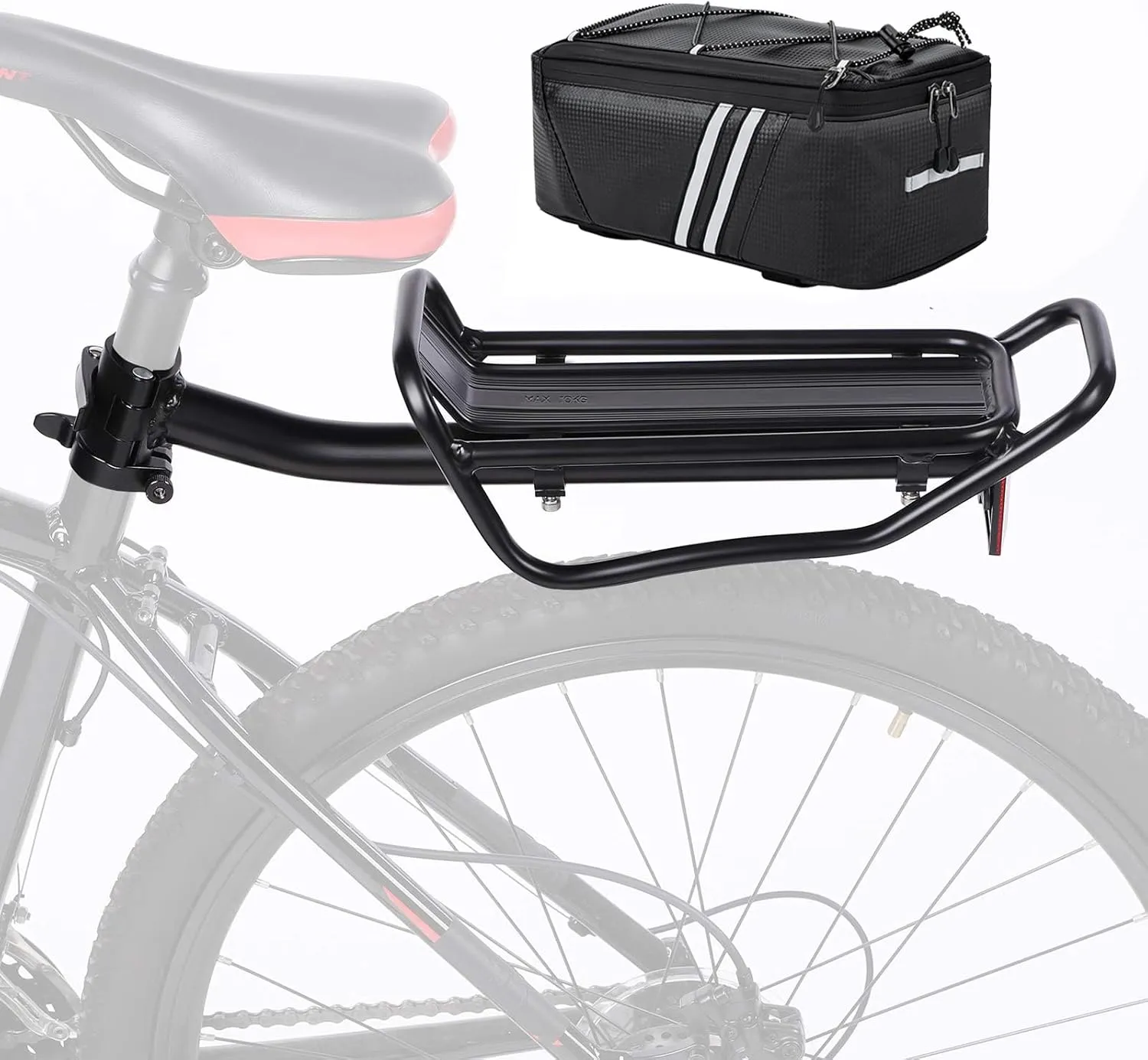 Rear Bike Rack with Quickly Release Camp,Retractable Aluminum Alloy Bicycle Cargo Rack,Thickened Frame and Main Tube for 26"-29" Frames Commuter Carrier,Max Weight 22lb,YONTUO