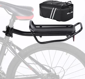 Rear Bike Rack with Quickly Release Camp,Retractable Aluminum Alloy Bicycle Cargo Rack,Thickened Frame and Main Tube for 26"-29" Frames Commuter Carrier,Max Weight 22lb,YONTUO