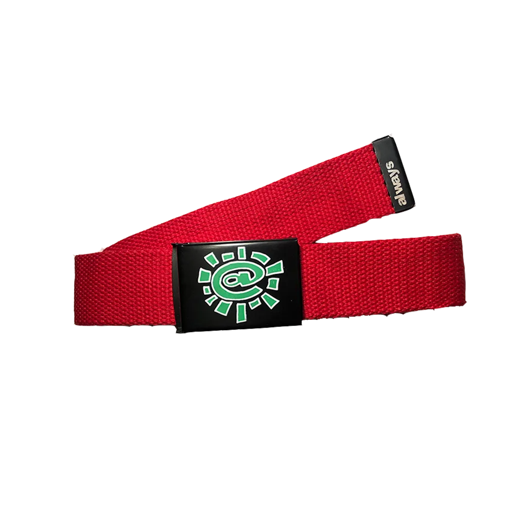red silk screen belt