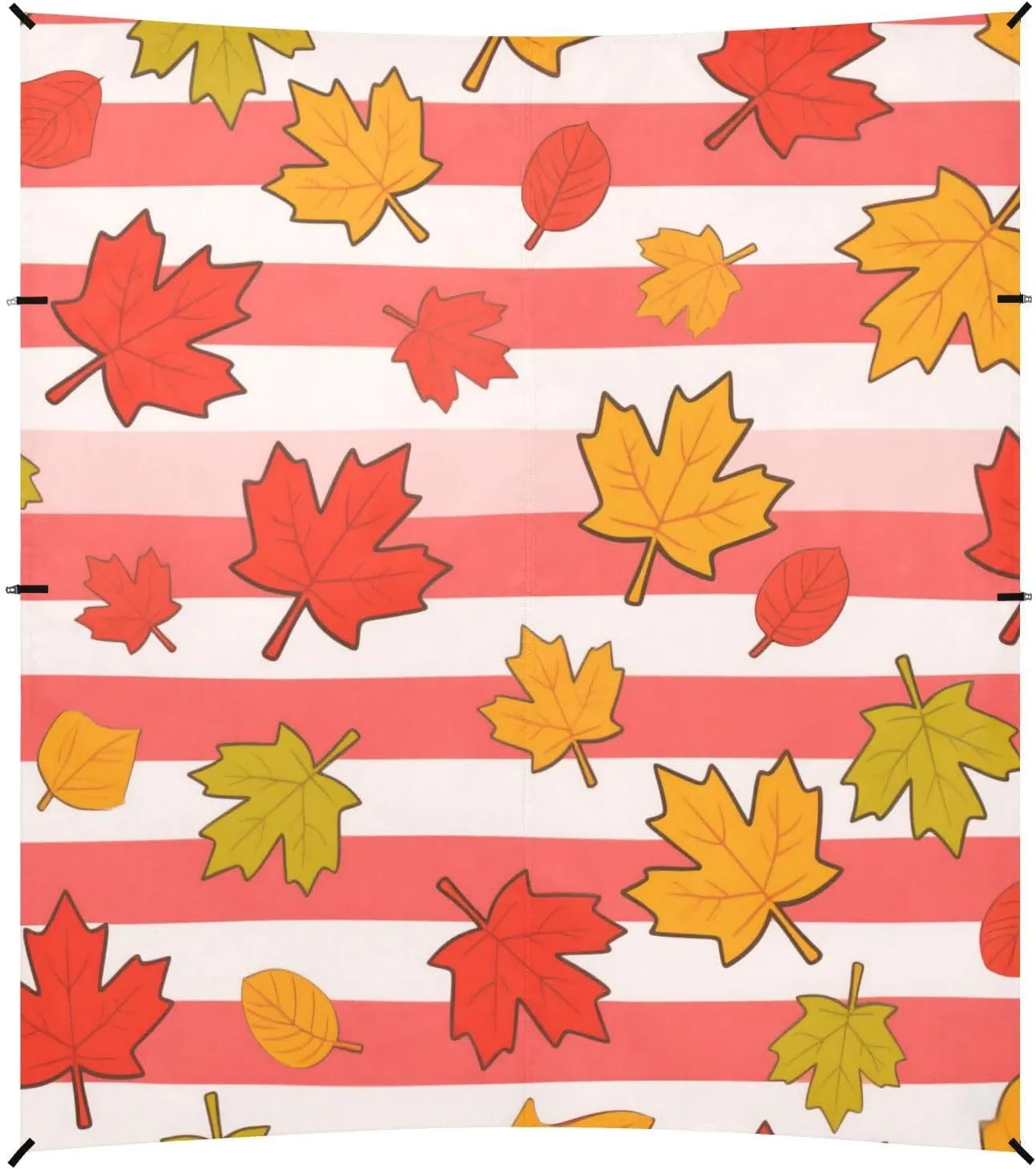 Red White Striped Maple Leaves Foldable Beach Cabana UPF50  Lightweight Large Sun Shade with Sand Pockets for Camping Trips, Fishing, Backyard Fun or Picnics