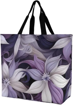 Redbud Purple Flower Plant Reusable Grocery Bag Foldable Shopping Bags Tote Bags Shoulder Bag for Work Travel 40x40x16cm