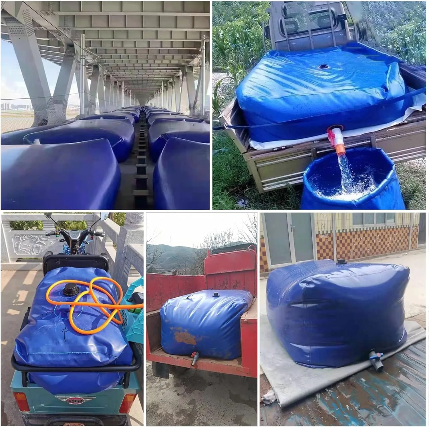 REMYS Water Storage Bladder Containers Gardening Plant Water Storage Bladder Soft Bag, PVC Emergency Water Storage Container/Collapsible Water Tank for Agricultural Pasture(2x1.5x0.7m/2100 L/554 gal)