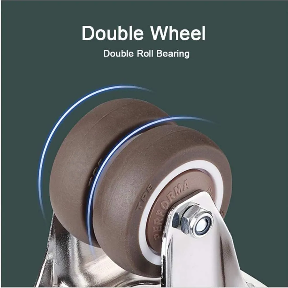Replacement Caster Wheels, 50mm Double Wheel Rubber Swivel Caster Wheel ,Fixed Castor,Heavy Duty Furniture Swivel Caster With Brake,For Furniture/Trolley/Sofa/Bedside Table Casters (Colo(A ( 2 Pcs ) a