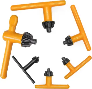 Replacement Drill Chuck Key Wrench Electric Drill Clamping Tool Heavy Duty Thumb Handle Chuck Key (Chuck Diameter 3/4" / 5/8" / 1/2" / 3/8" / 1/4" / 5/32") - 6 pcs
