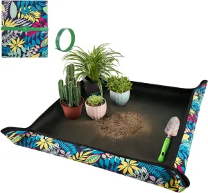 Repotting Mat for Plant Transplanting and Mess Control 29.5"x 29.5" Oxford Fabric Waterproof Potting Foldable Indoor Portable Gardening Tray Unique Gifts Lovers
