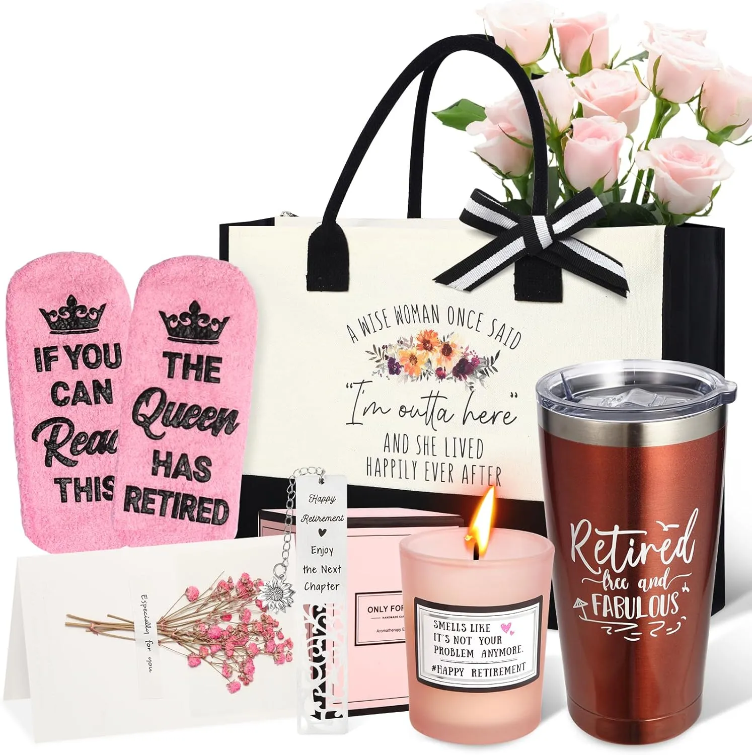 Retirement Gifts for Women 2025 - Best Retirement Gifts Ideas for Coworker Teacher Boss Nurses Friends Mom Grandma Retirees - Happy Retirement Gifts for Women with 20oz Tumbler Canvas Tote Bag