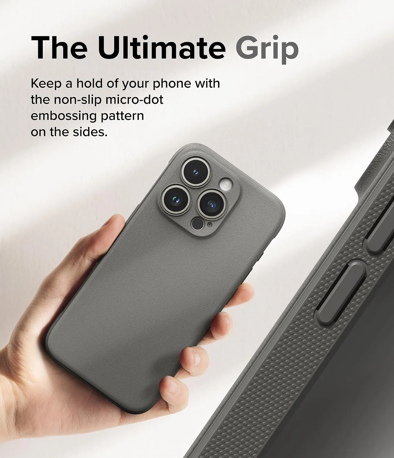 Ringke Onyx [Feels Good in The Hand] Compatible with iPhone 15 Pro Case, Anti-Fingerprint Technology Prevents Oily Smudges Non-Slip Enhanced Grip Precise Cutouts for Camera Lenses - Gray