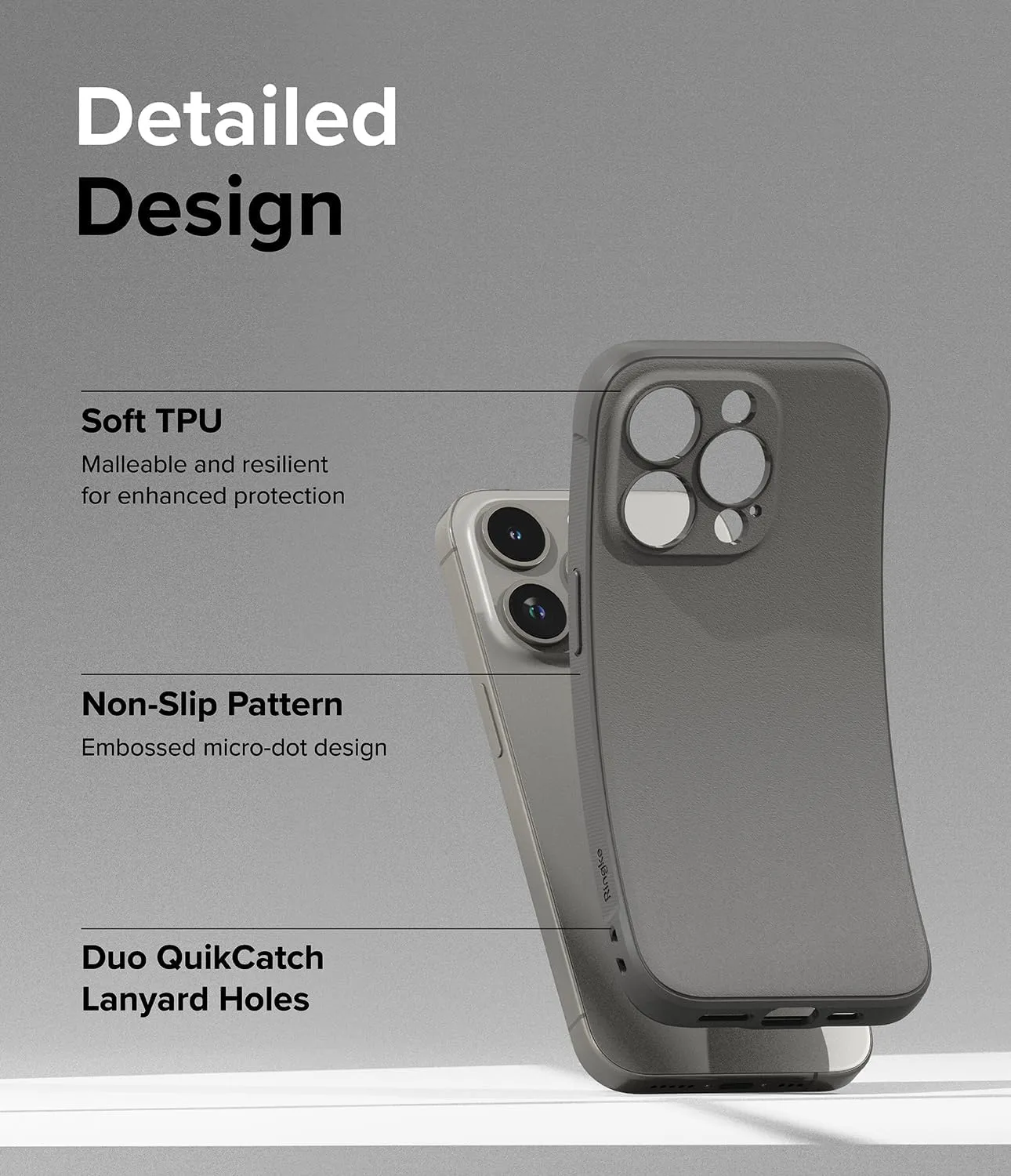 Ringke Onyx [Feels Good in The Hand] Compatible with iPhone 15 Pro Case, Anti-Fingerprint Technology Prevents Oily Smudges Non-Slip Enhanced Grip Precise Cutouts for Camera Lenses - Gray