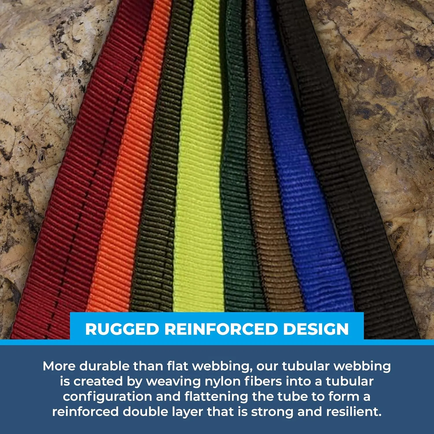 Rock-N-Rescue Professional Grade Nylon Tubular Webbing - Heavy-Duty 1-inch, Rescue Equipment for Mountaineering Rappelling Arborist Safety Gear, Firefighting and Rescue Gear