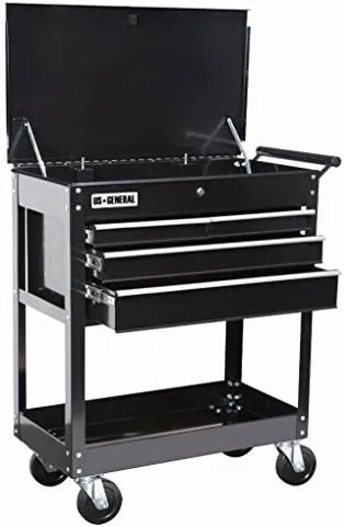 Roller Cart Tool Cabinet Storage Chest Box Glossy Black 4 Drawer 580 Lb. Capacity by US General