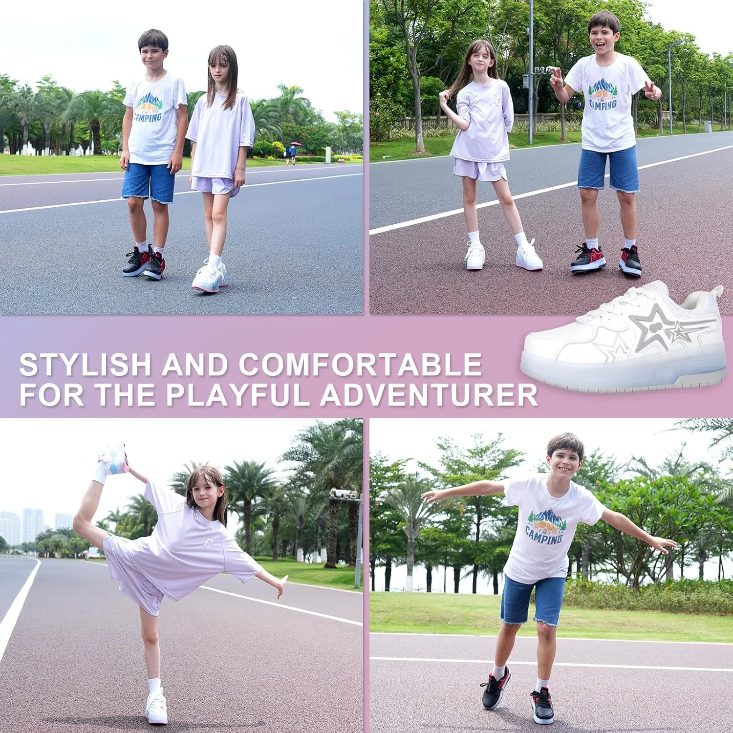 Roller Shoes for Kids Boys Girls Fashion Fun Wheels Sneakers Children Roller Skate Shoes