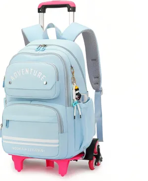Rolling Backpack for Girls Kids Backpack with Wheels Roller Bookbag Trolley School Bag Wheeled Bag