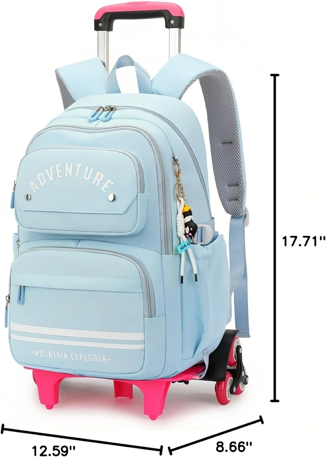 Rolling Backpack for Girls Kids Backpack with Wheels Roller Bookbag Trolley School Bag Wheeled Bag