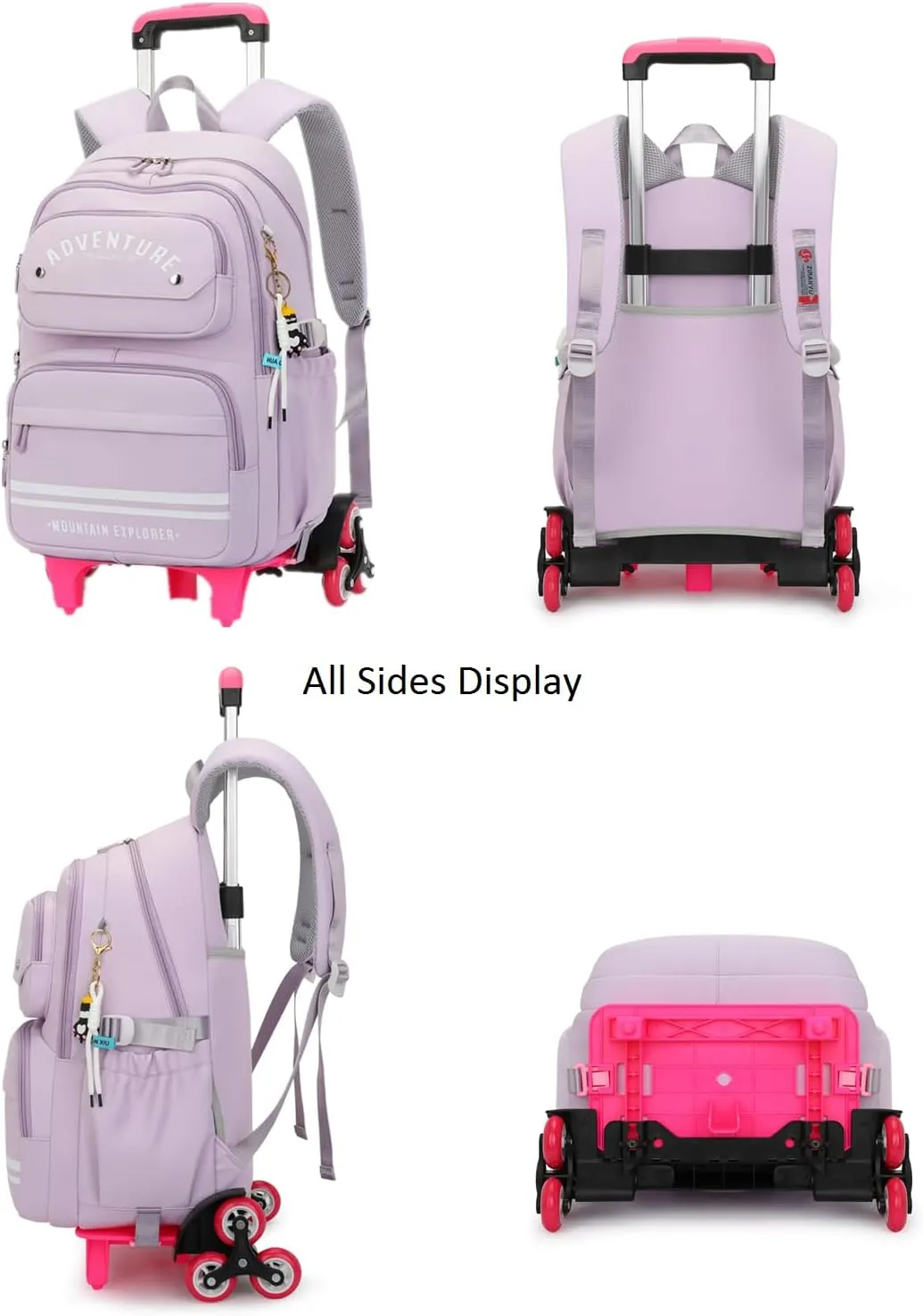 Rolling Backpack for Girls Kids Backpack with Wheels Roller Bookbag Trolley School Bag Wheeled Bag