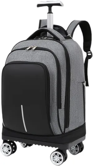 Rolling Backpack Wheeled Laptop Backpack Waterproof Stowable Straps 18inch Business Bag Computer Bag for Business Camping