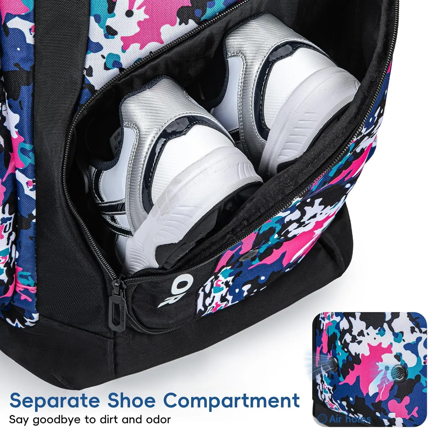Rolling Baseball Bag with Wheels, 60L Capacity Softball Bag Holds 4 Bats for Boys and Girls, Youth Equipment Bag with Shoe Compartment