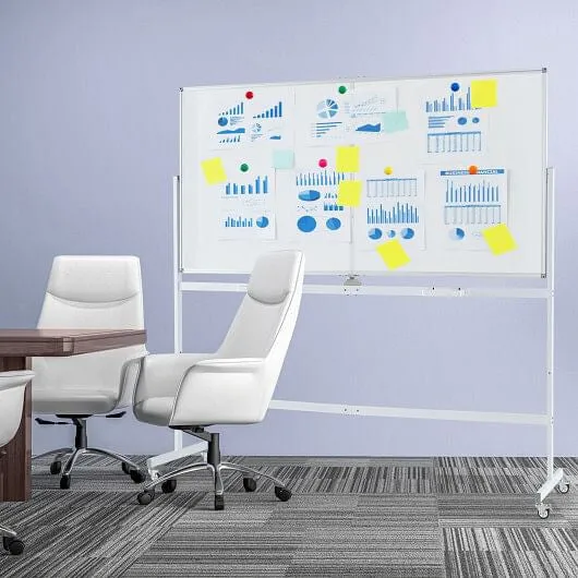 Rolling Double-Sided Magnetic Whiteboard on Wheels with Stand and Aluminum Alloy