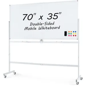 Rolling Double-Sided Magnetic Whiteboard on Wheels with Stand and Aluminum Alloy