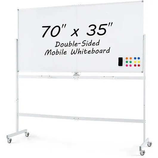 Rolling Double-Sided Magnetic Whiteboard on Wheels with Stand and Aluminum Alloy