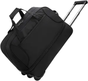 Rolling Duffel Bag with Wheels Oxford Cloth Wheeled for Traveling Outdoor Picnic, Black