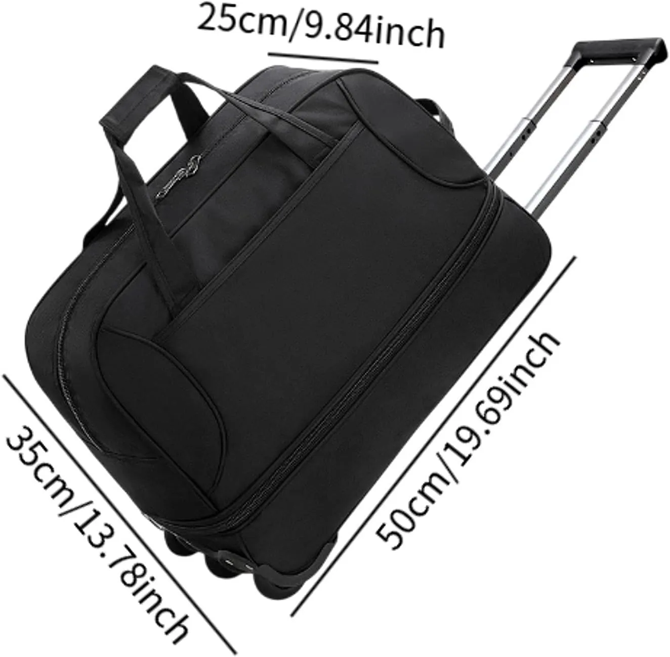 Rolling Duffel Bag with Wheels Oxford Cloth Wheeled for Traveling Outdoor Picnic, Black