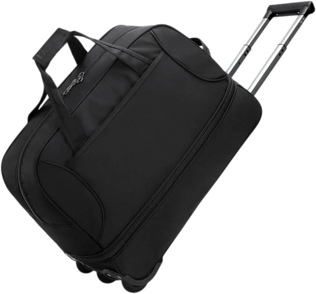 Rolling Duffel Bag with Wheels Oxford Cloth Wheeled for Traveling Outdoor Picnic, Black