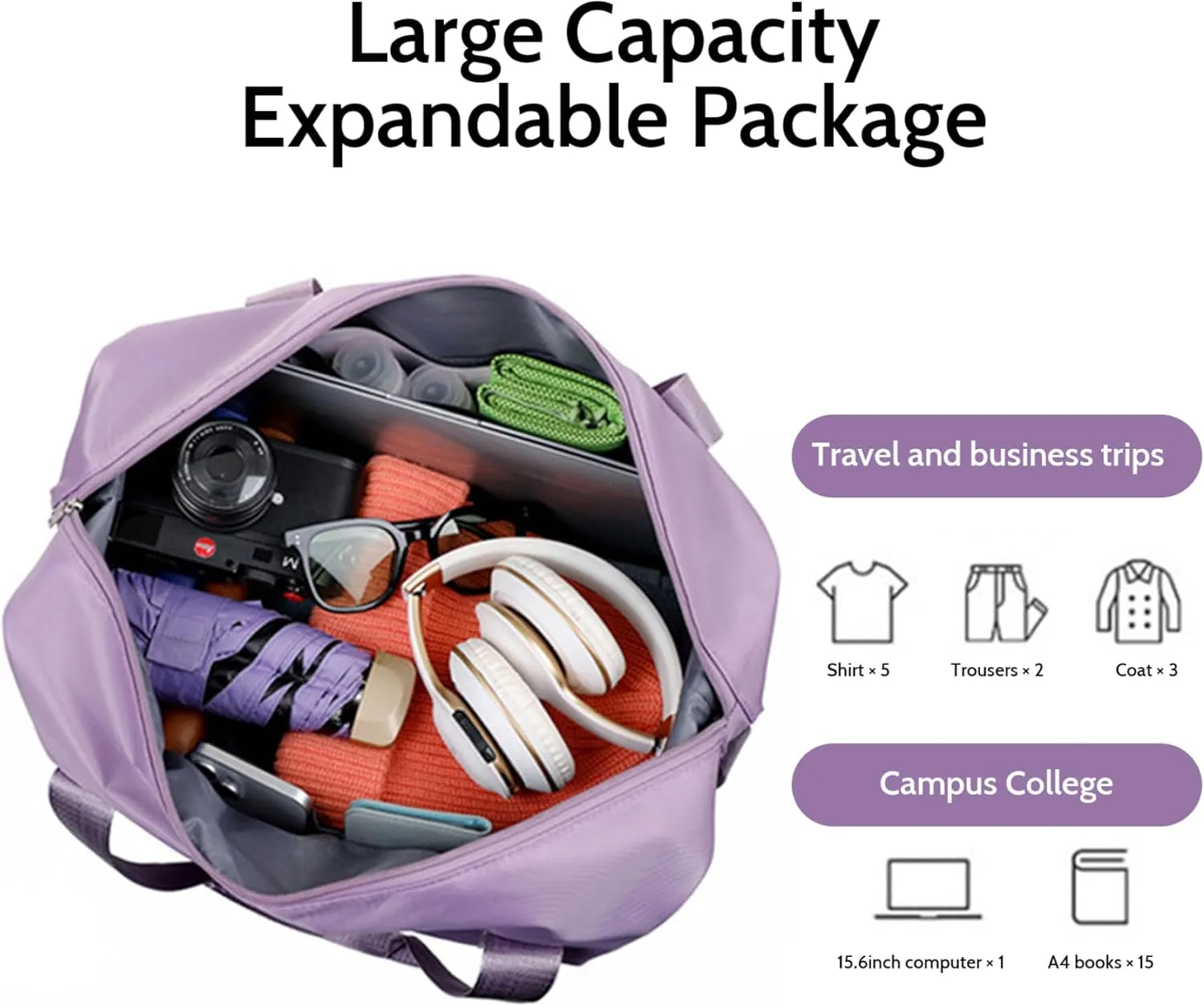 Rolling Duffle Bag with Wheels and Handle, Expandable Foldable Luggage Bag, Dry and Wet Separation Rolling Bag, Zipper Rolling Bag for Gym,Camping,Travel