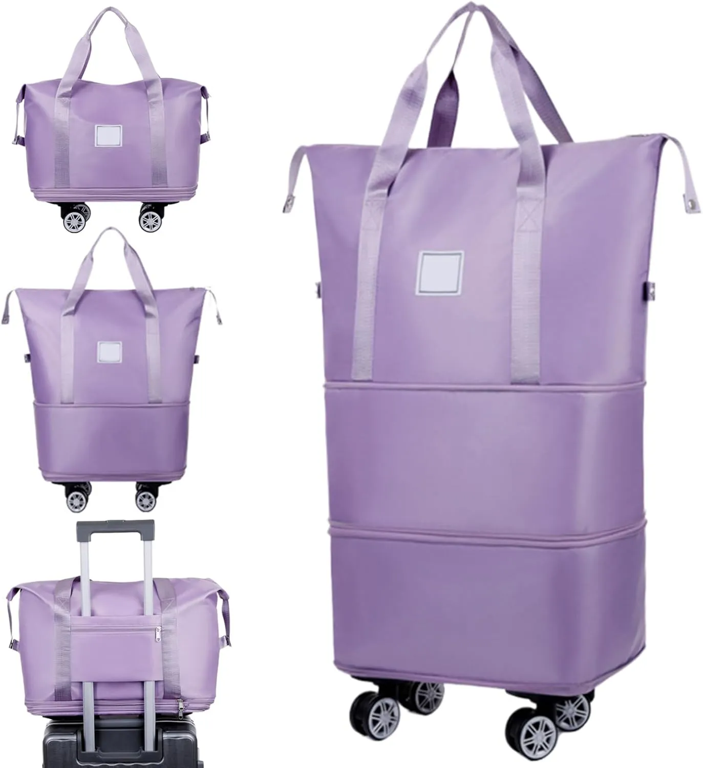 Rolling Duffle Bag with Wheels and Handle, Expandable Foldable Luggage Bag, Dry and Wet Separation Rolling Bag, Zipper Rolling Bag for Gym,Camping,Travel