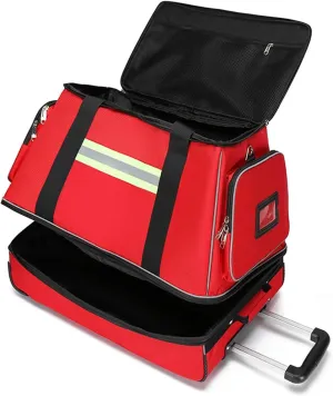 Rolling Medical Bag, Large Capacity Emergency Rescue Kit, First Responder Bag Empty, for Firefighter, Outdoor Rescue, Hiking