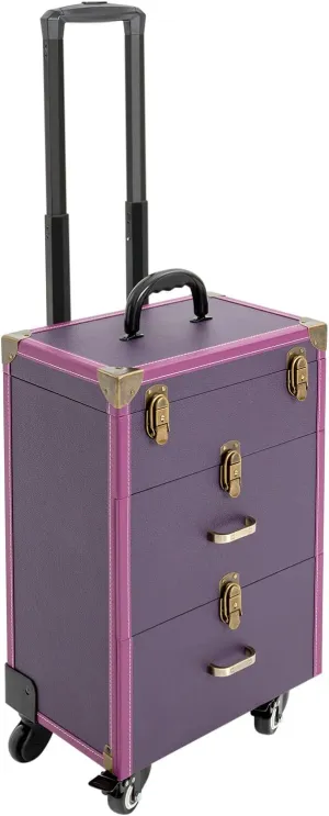 Rolling Nail Case with Wheels Nail Storage Box Polish Organizer Professional Makeup Cart for Studio or Traveling Nail Artist Artist Cosmetologist Stylist