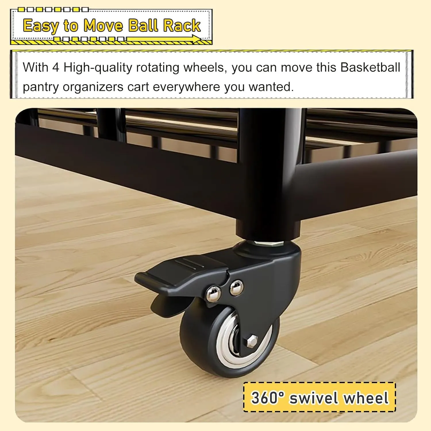 Rolling Outdoor Basketball Storage Rack Covered, Large Lockable Storage Ball Cart, Metal Vertical Sports Equipment Organizer Holder for Home Gym Garage(White,L(with Cover))