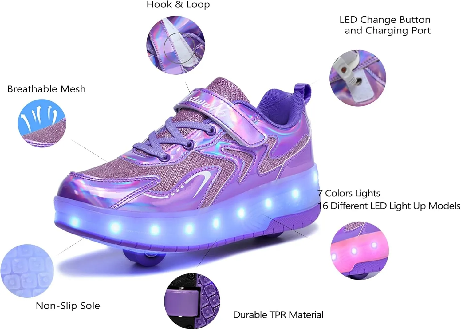 Rolling Skate Shoes for Boys Girls Roller Sneaker with Wheels Fashion Footwear Skate Wheeled Shoe for Kids Christmas Birthday Children Show Gift