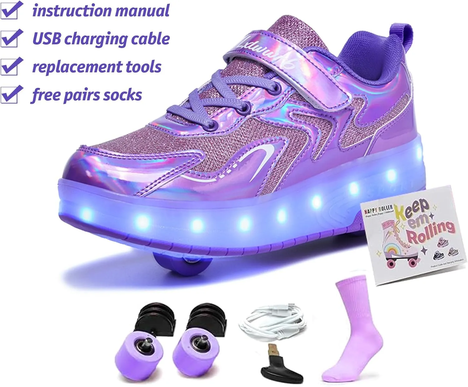 Rolling Skate Shoes for Boys Girls Roller Sneaker with Wheels Fashion Footwear Skate Wheeled Shoe for Kids Christmas Birthday Children Show Gift