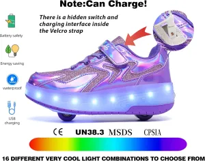 Rolling Skate Shoes for Boys Girls Roller Sneaker with Wheels Fashion Footwear Skate Wheeled Shoe for Kids Christmas Birthday Children Show Gift