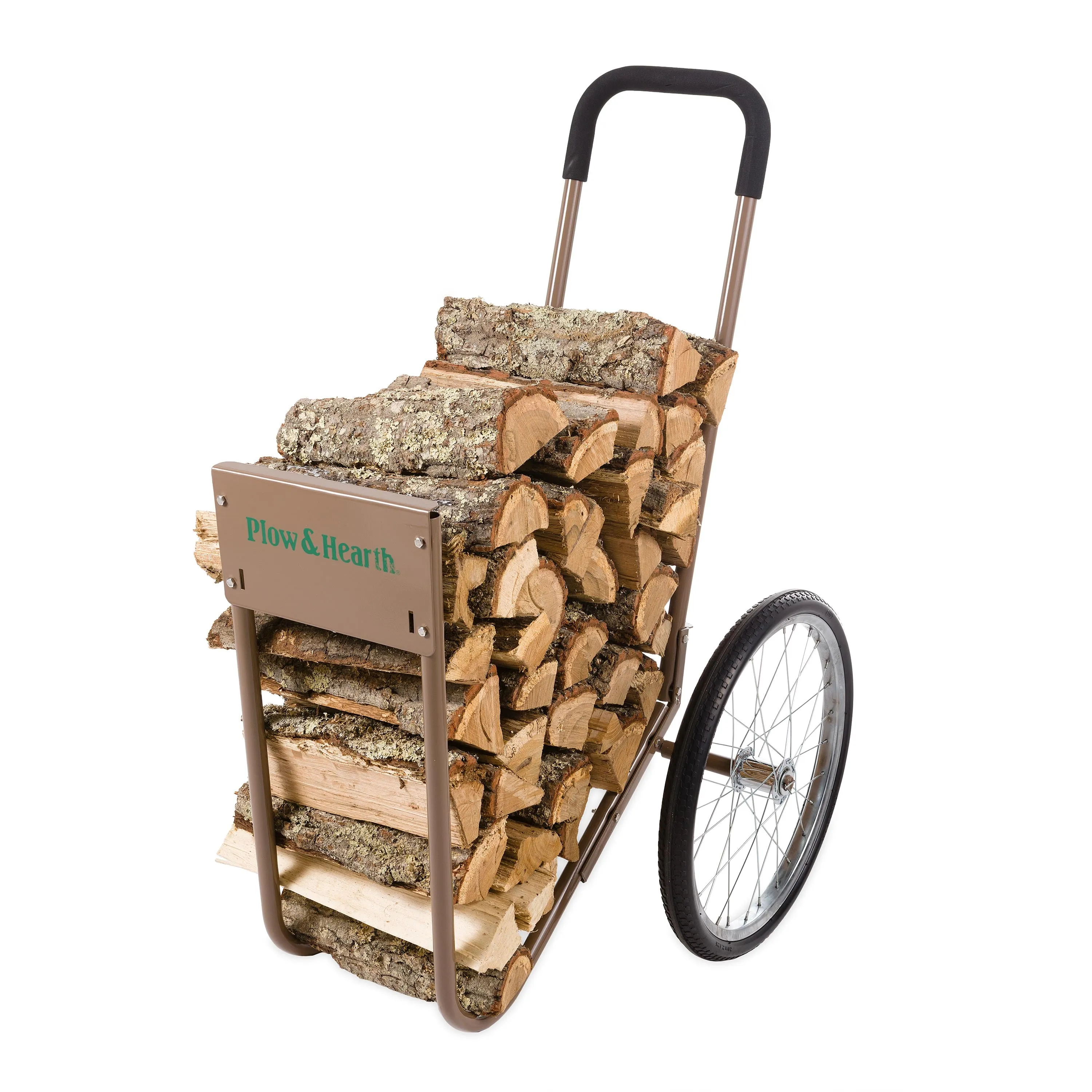 Rolling Wood Caddy, Heavy-Duty Steel with Large Wheels