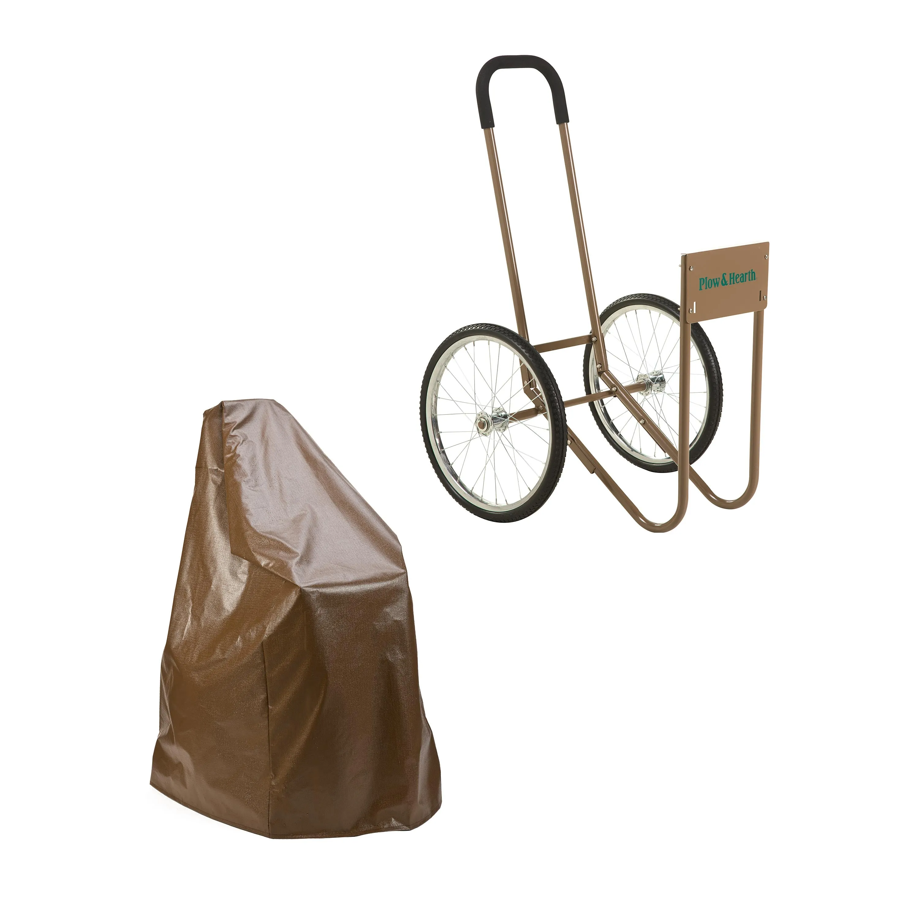 Rolling Wood Caddy, Heavy-Duty Steel with Large Wheels
