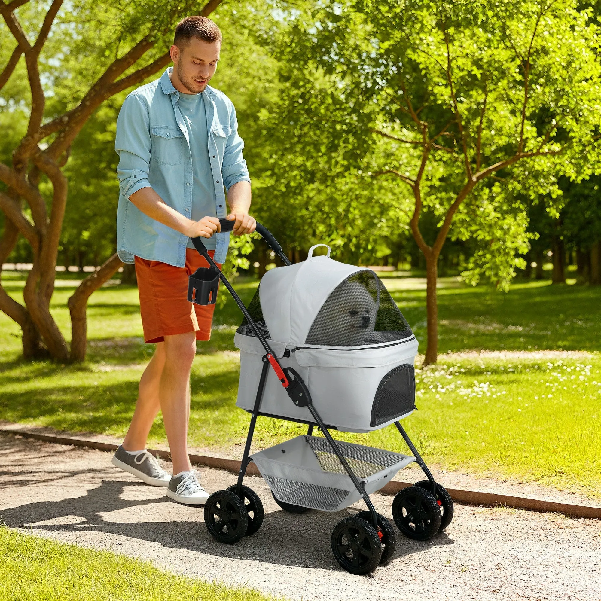 Rootz 3-in-1 Pet Trolley - Foldable Dog Cars - Portable Carriers - Easy Storage - 76cm x 50cm x 102cm