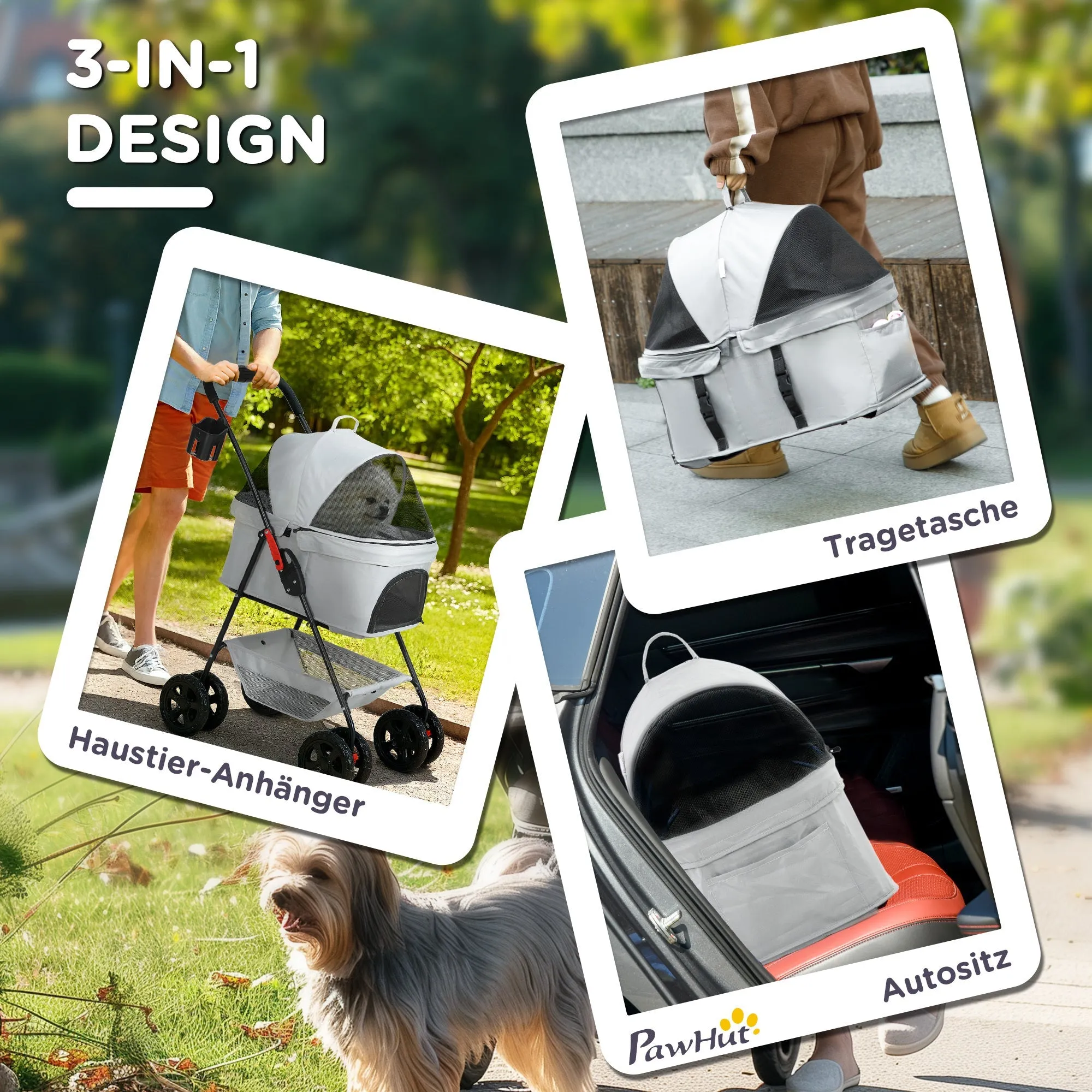 Rootz 3-in-1 Pet Trolley - Foldable Dog Cars - Portable Carriers - Easy Storage - 76cm x 50cm x 102cm