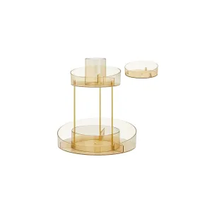 Rootz Champagne Gold Metal & PET Plastic Turntable Organizer - Rotating Tray - Storage Rack - 25.2cm x 25.2cm x 29cm - Lightweight - Multi-functional