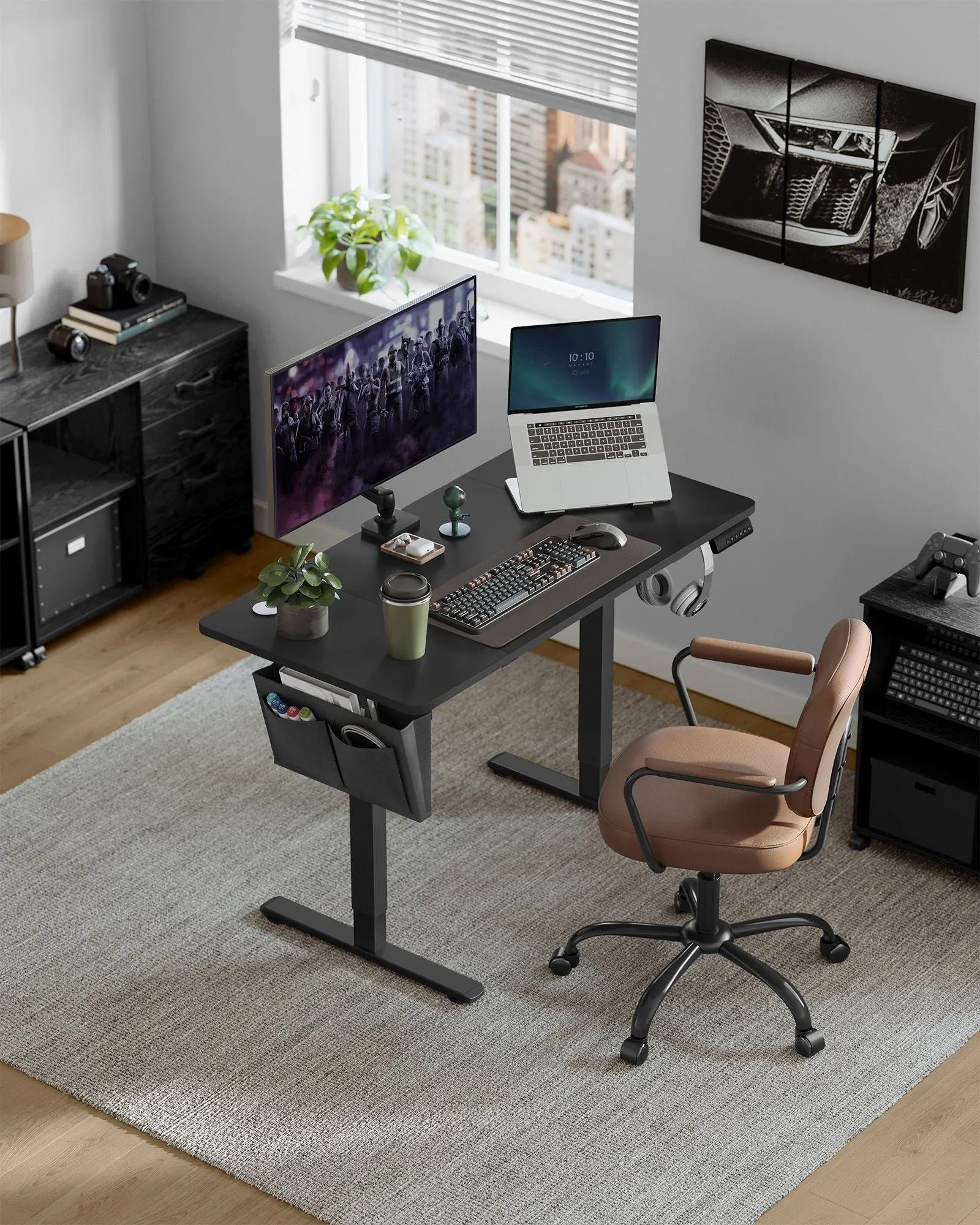 Rootz Electric Standing Desk - Sit Stand Desk - Adjustable Desk - Steel Frame - 60cm x 110cm x (72-120cm) - Ink Black - 20.7kg