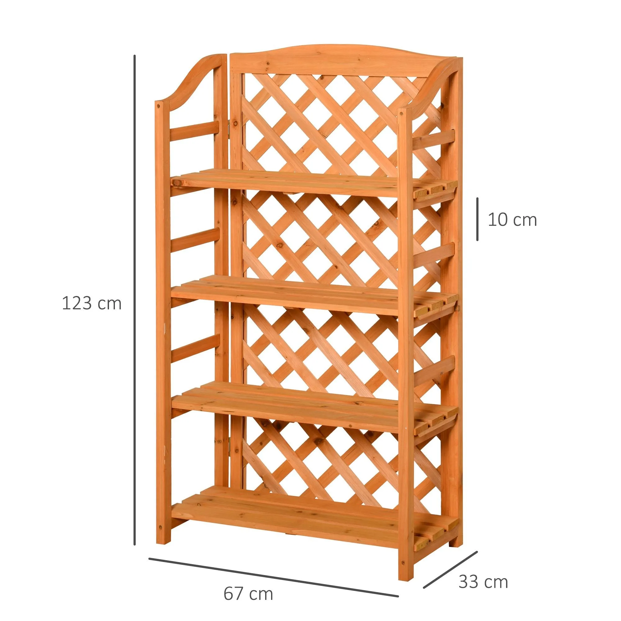 Rootz Foldable Plant Shelf - Flower Staircase - Wood Display Stand - Adjustable Shelves, Pre-Oiled Fir - 67cm x 33cm x 123cm