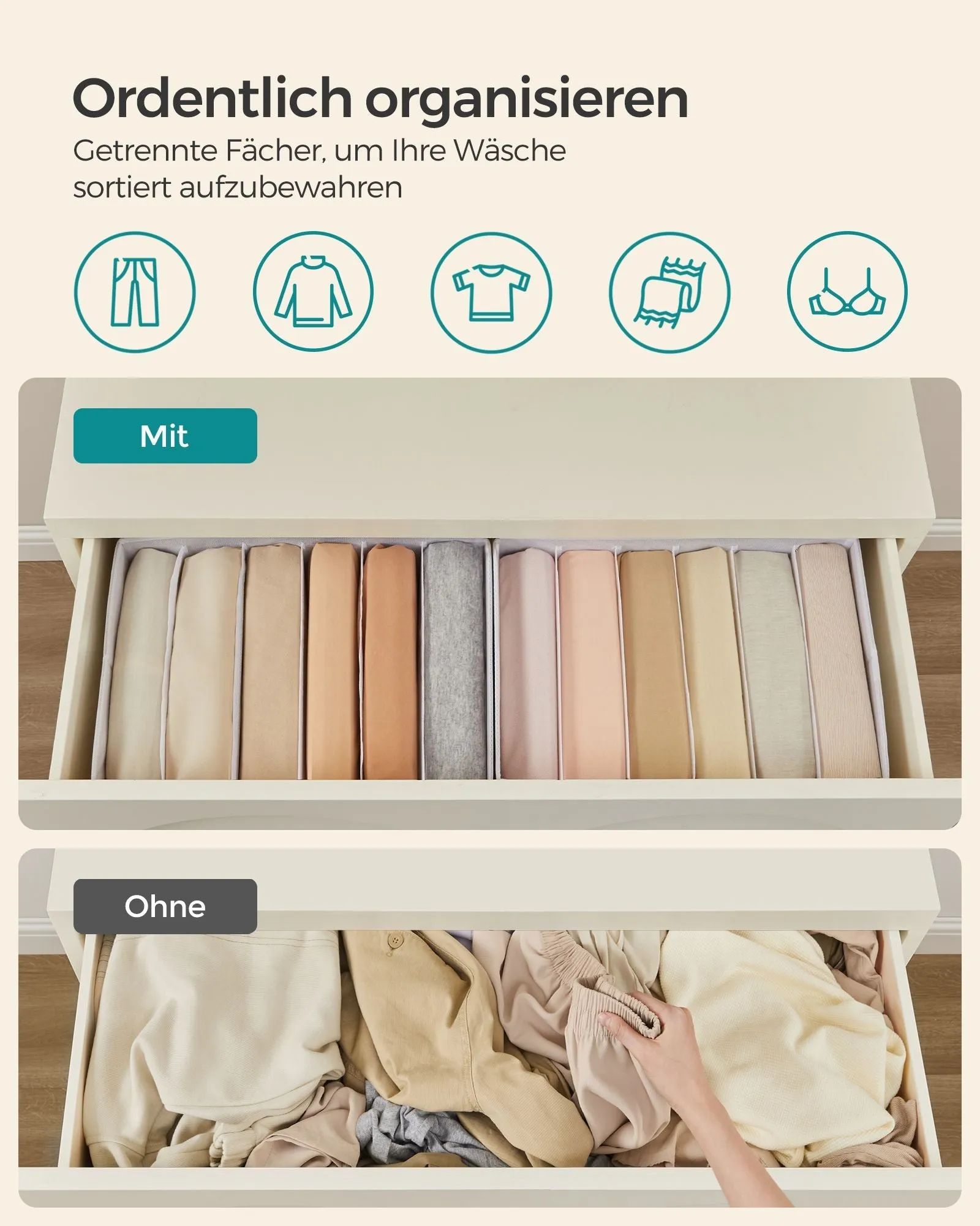 Rootz Wardrobe Organizer Set - Closet Storage - Clothes Organizer - Non-woven Fabric - 42cm x 30cm x 17cm