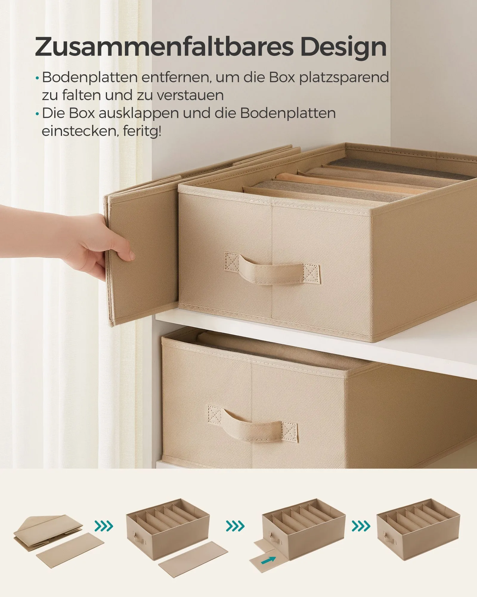 Rootz Wardrobe Organizer Set - Storage Box - Closet Organizer - Non-Woven Fabric - 42cm x 30cm x 17cm - Lightweight - 6 Boxes, 12 Plate Inserts