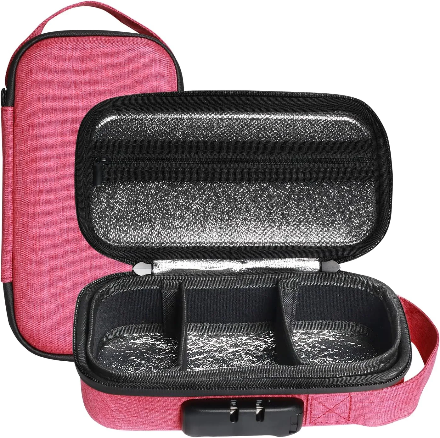 Rose Red Insulin Cooler Travel Case with Combination Lock, Portable Medication Cooler Bag, Diabetes Supplies Organizer