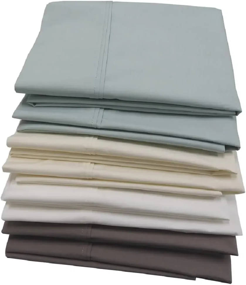 Royal Tradition Cool and Crisp Percale Cotton 2pc Pillowcase Set (Standard Size, Grey) Made in USA Breathable Classic Pillow Cases
