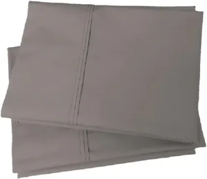 Royal Tradition Cool and Crisp Percale Cotton 2pc Pillowcase Set (Standard Size, Grey) Made in USA Breathable Classic Pillow Cases